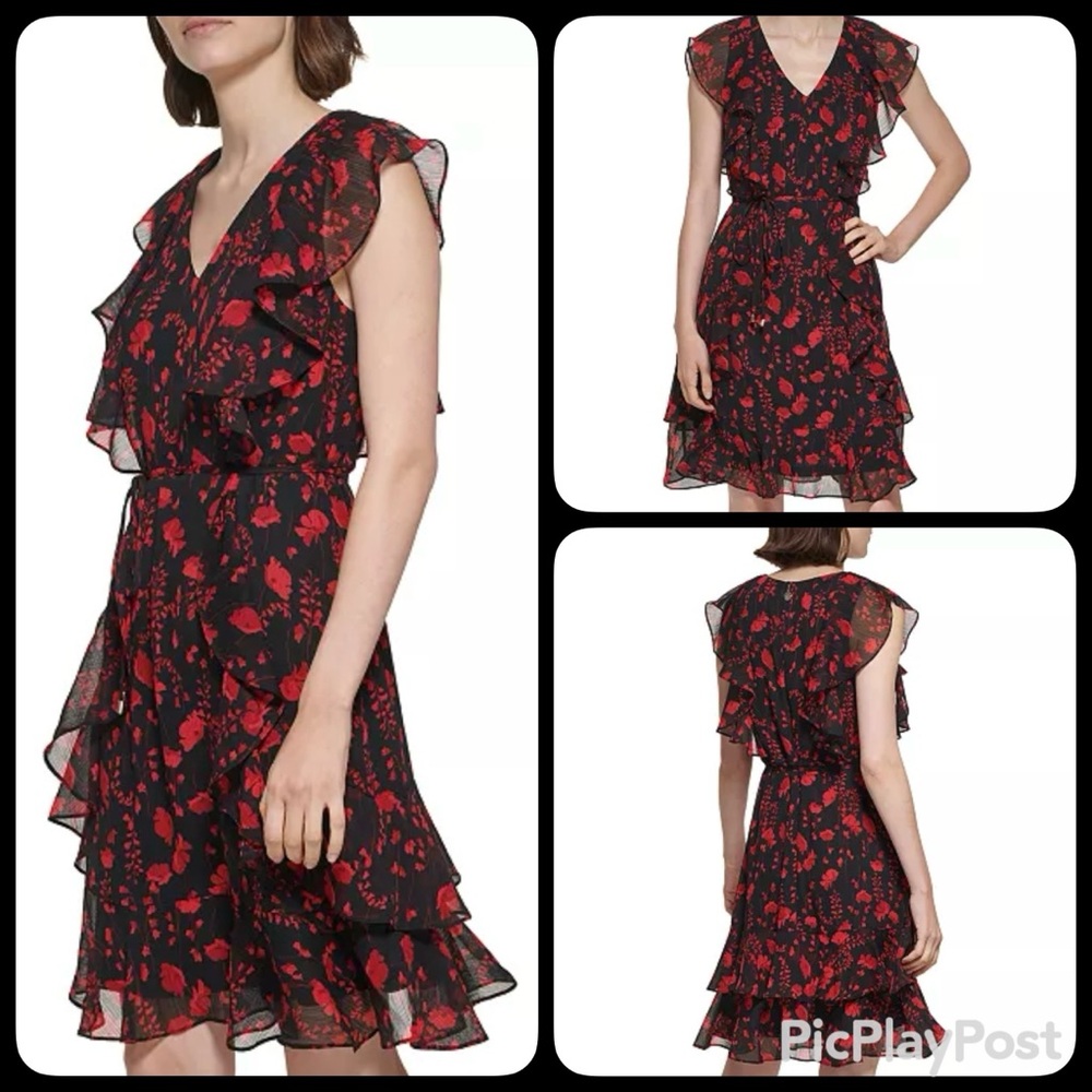 Tommy Hilfiger Humming Garden Floral Flutter-Sleeve Dress (Size 8) NWOT